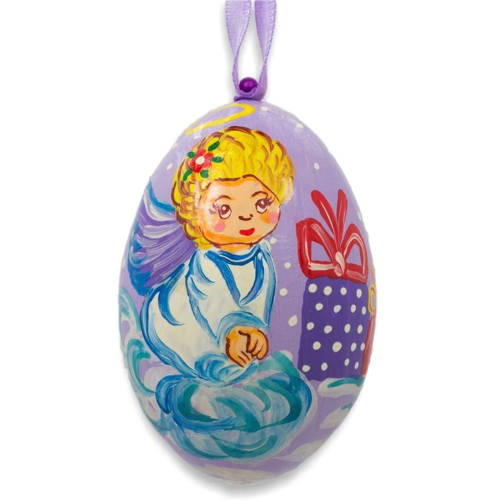 Angel on Cloud with Gift Wooden Christmas Ornament 3 Inches BestPysanky