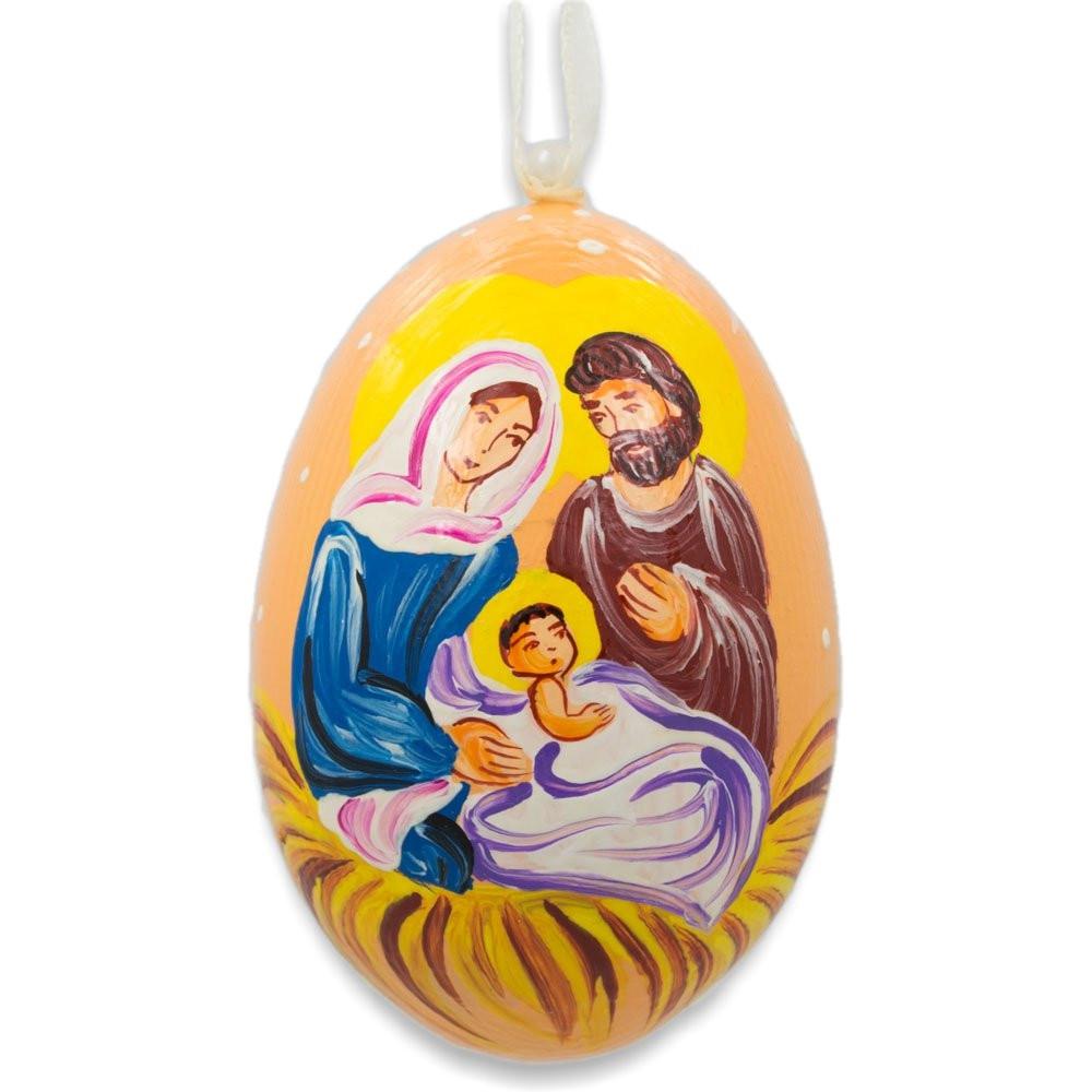 Mary and Joseph Admiring Jesus Wooden Christmas Ornament 3 Inches BestPysanky