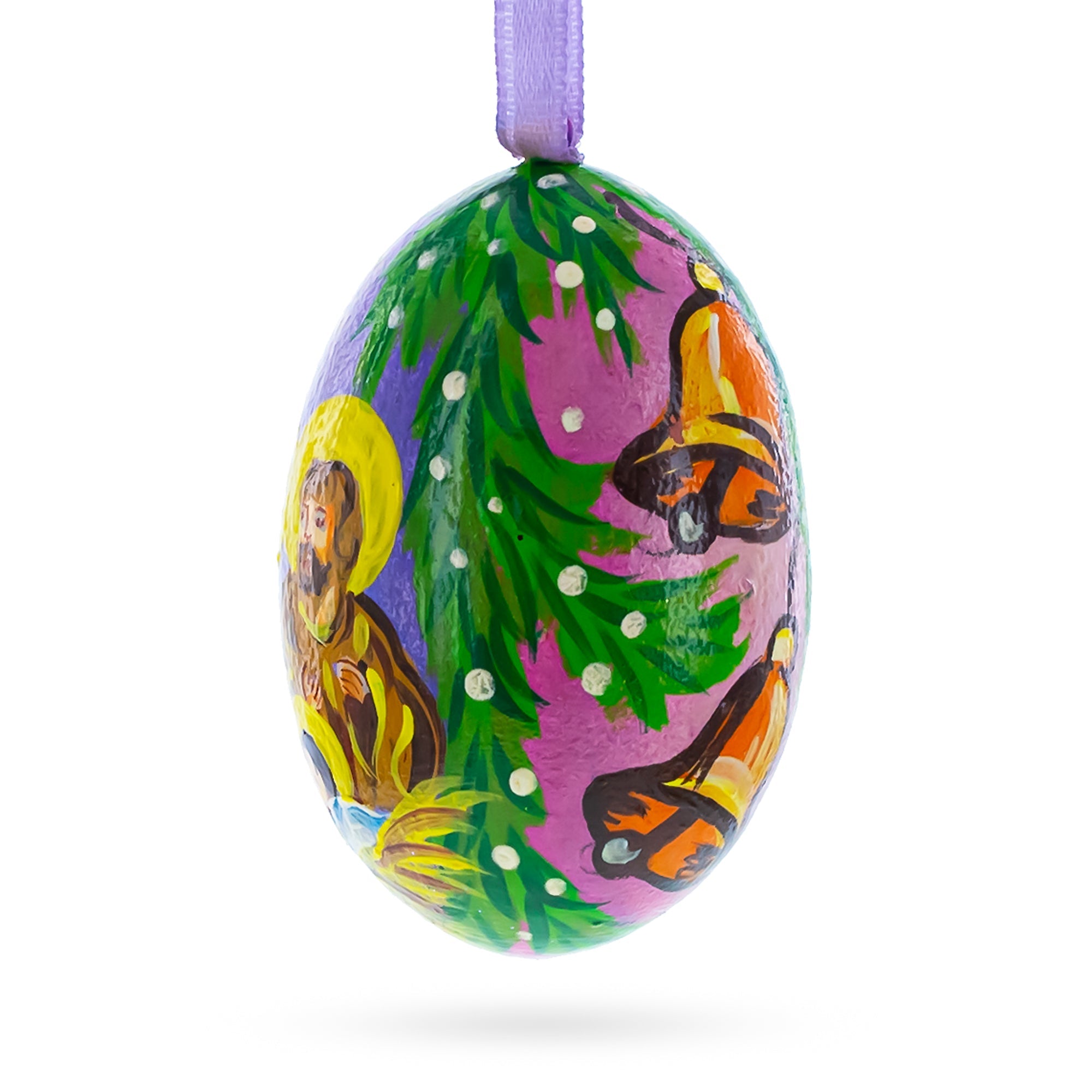 Mary and Joseph Overlooking Jesus Wooden Christmas Ornament 3 Inches BestPysanky