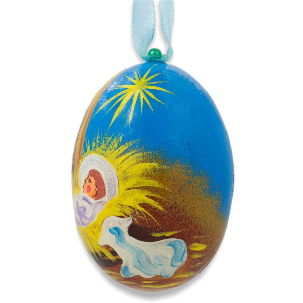 Wiseman, Lamb and Jesus Nativity Scene Wooden Christmas Ornament 3 Inches BestPysanky