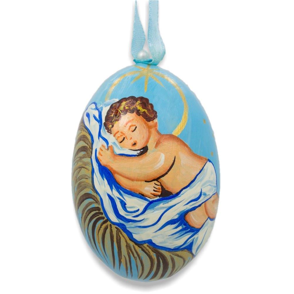 Newborn Jesus Sleeping Wooden Christmas Ornament 3 Inches BestPysanky