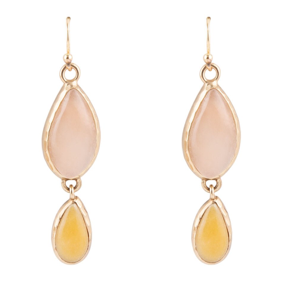 Peach Aventurine and Yellow Jade Drop Earrings Barse Jewelry