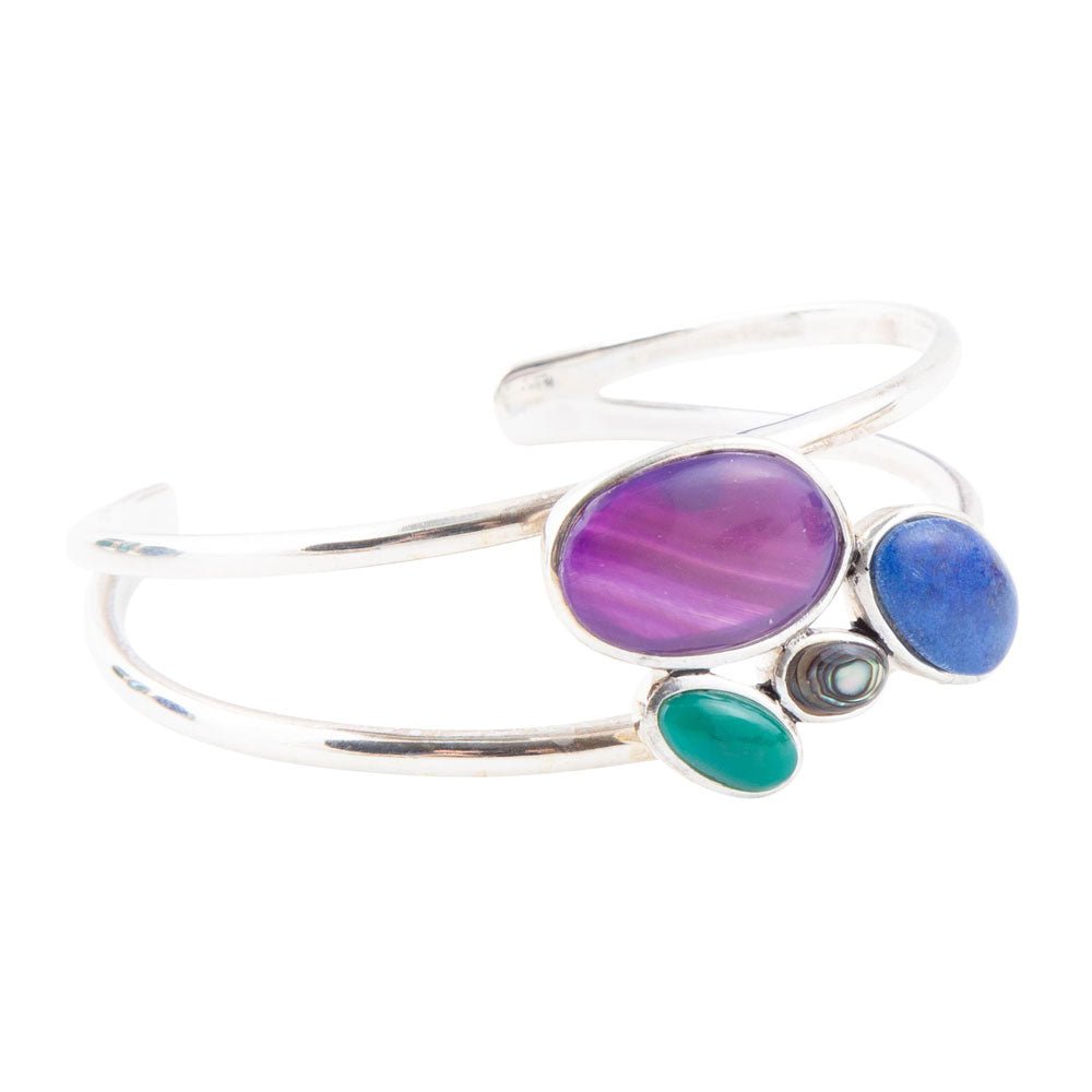 Peacock Multi-Stone and Sterling Silver Cuff Bracelet Barse Jewelry