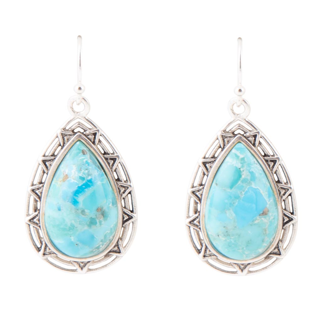 Perfect Blue Turquoise Sterling Silver Drop Earrings Barse Jewelry