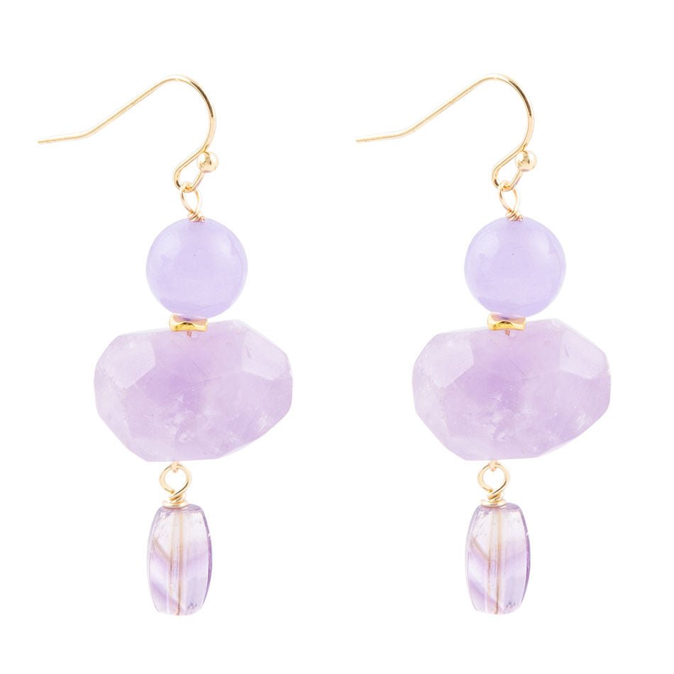 Purple Periwinkle Amethyst Golden Drop Earrings Barse Jewelry
