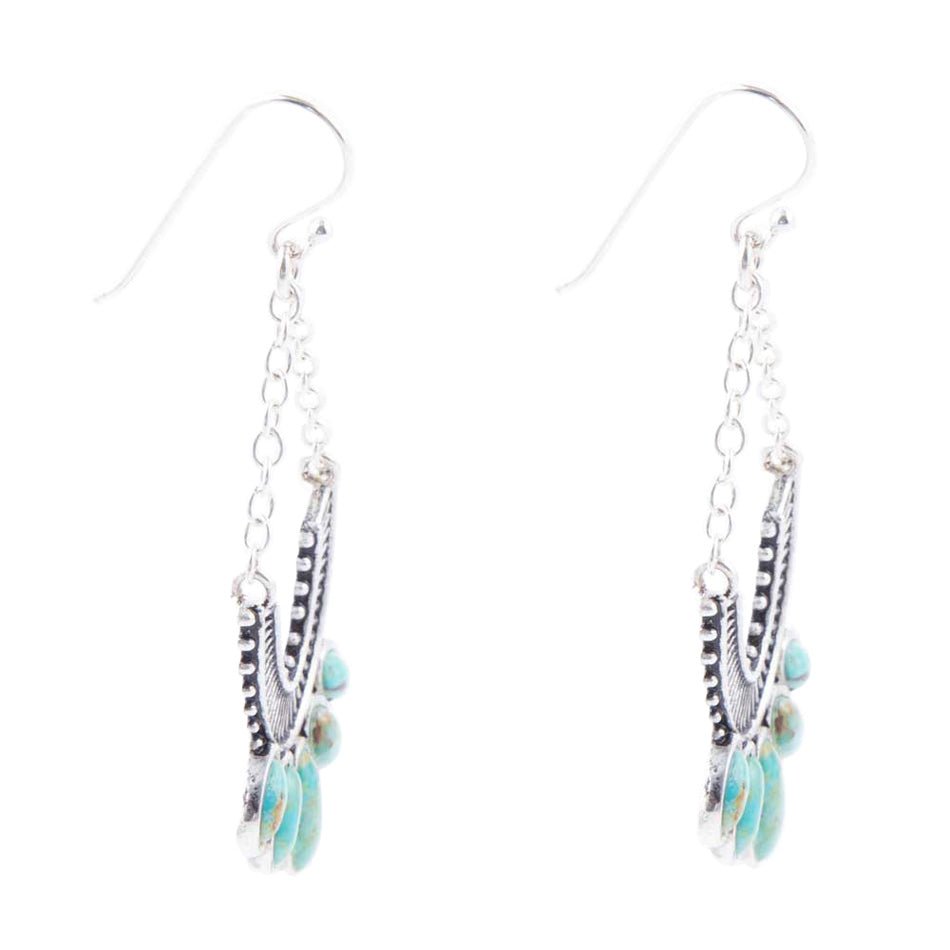 Phantom Turquoise and Sterling Silver Chandelier Earrings Barse Jewelry