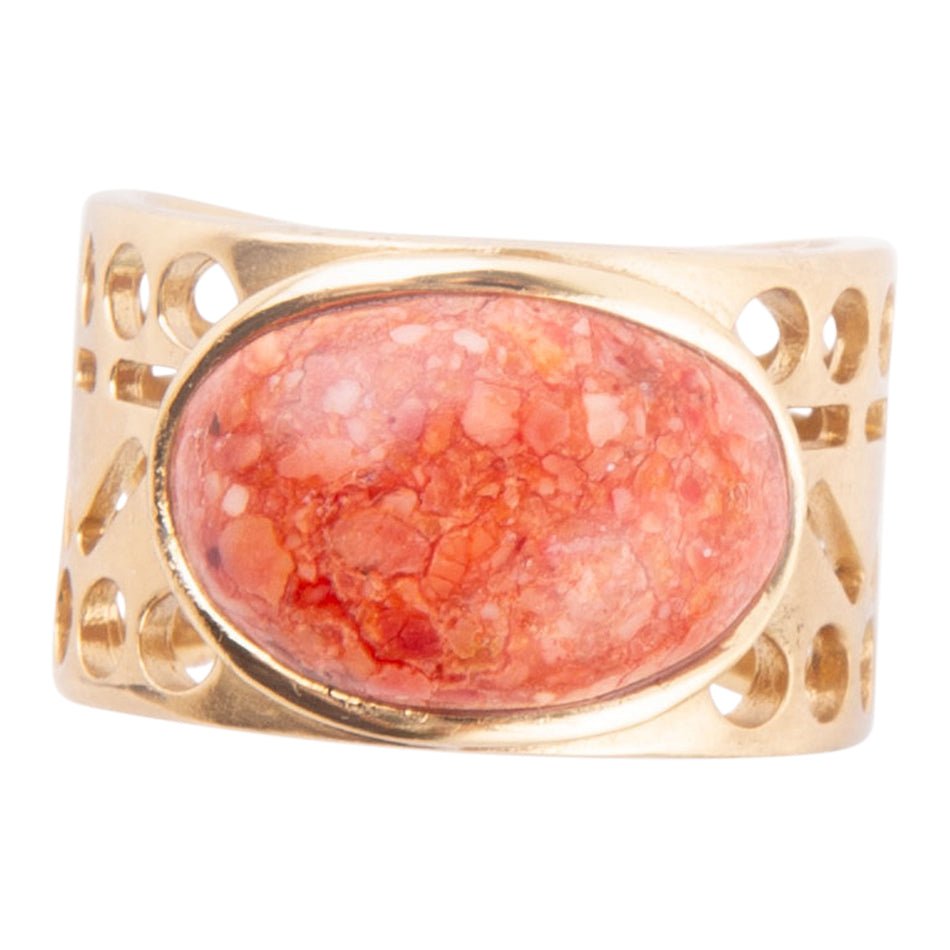 Pharoah Orange Sponge Coral and Golden Bronze Ring Barse Jewelry