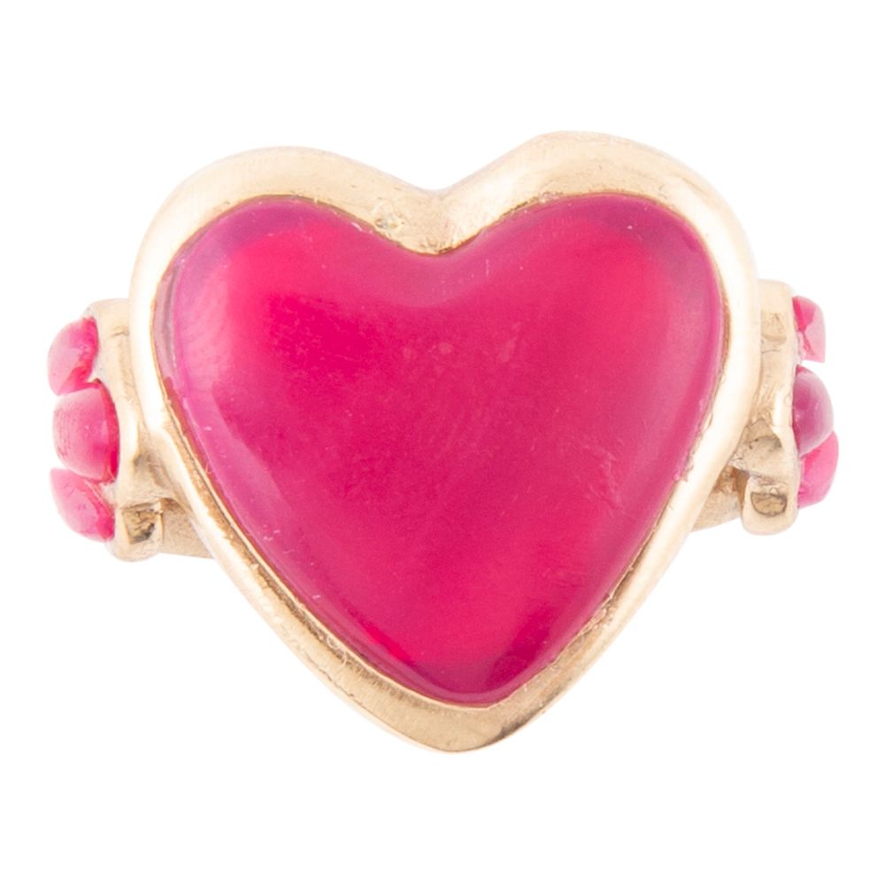 Pink Agate Heart Golden Statement Ring Barse Jewelry