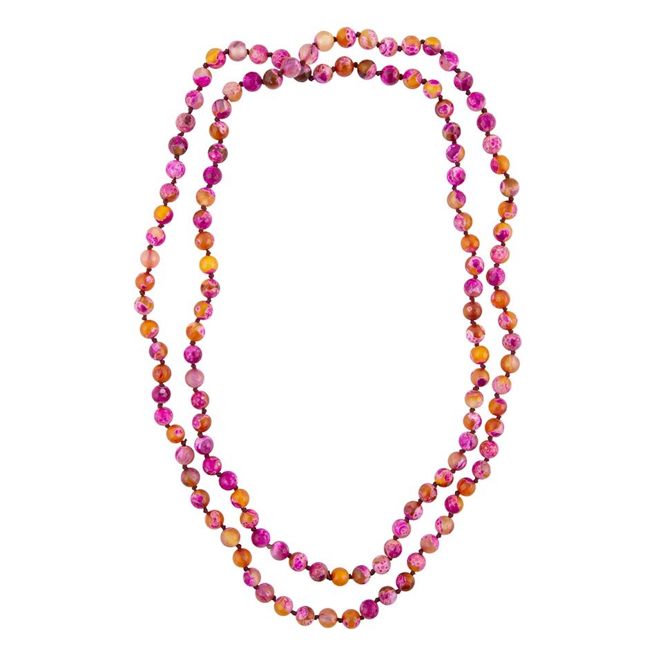 Pink Agate Knotted Long Necklace Barse Jewelry