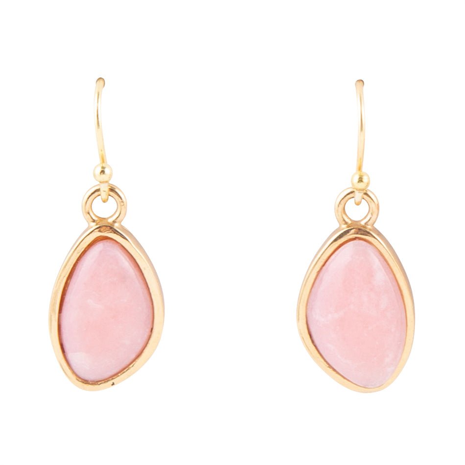 Pink Opal Golden Drop Earrings Barse Jewelry