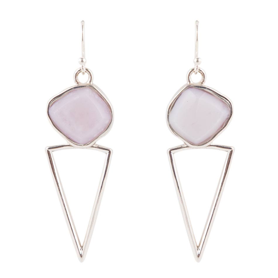 Pink Opal and Sterling Silver Triangle Earrings Barse Jewelry