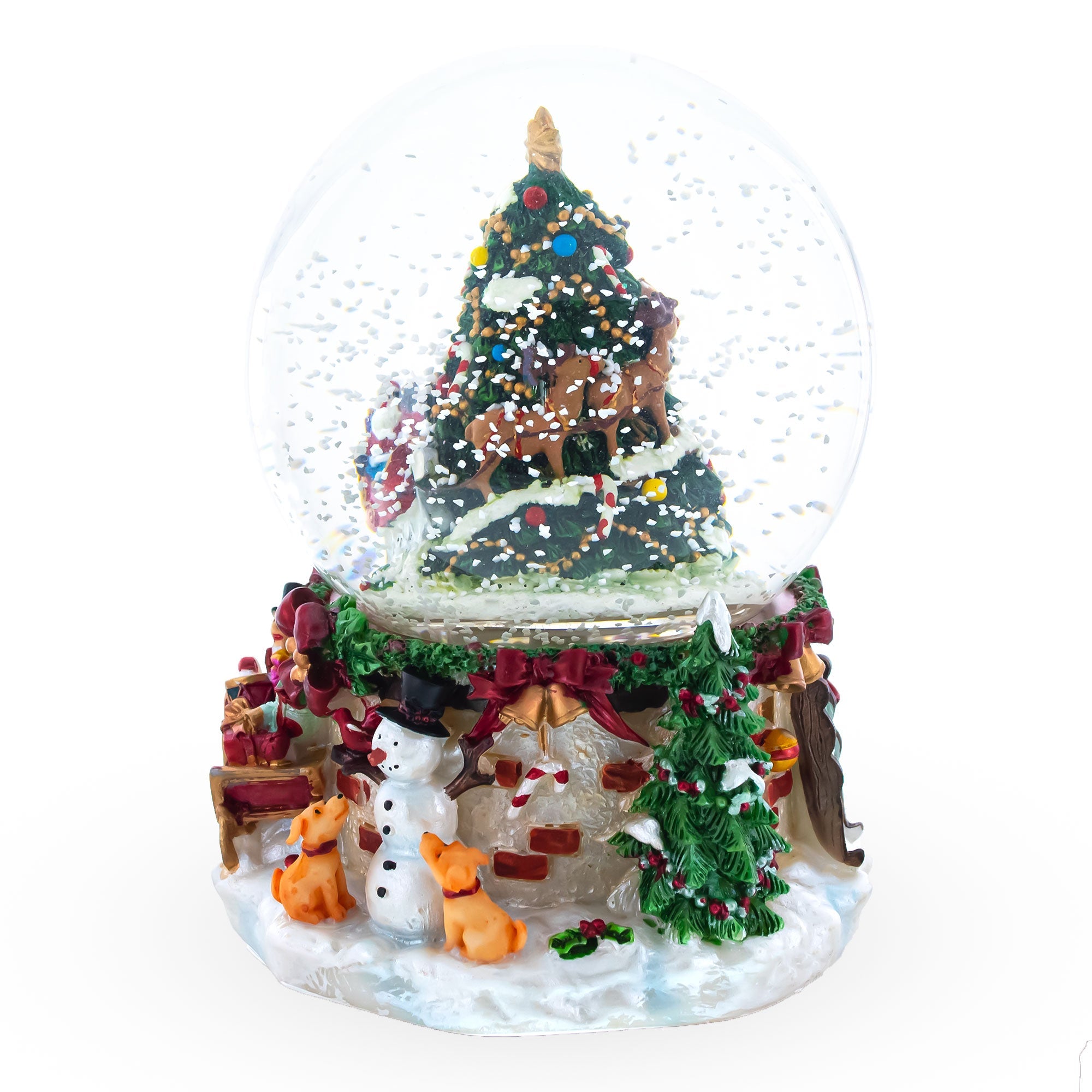 Santa's, Snowman and Canine Companions Musical Water Snow Globe