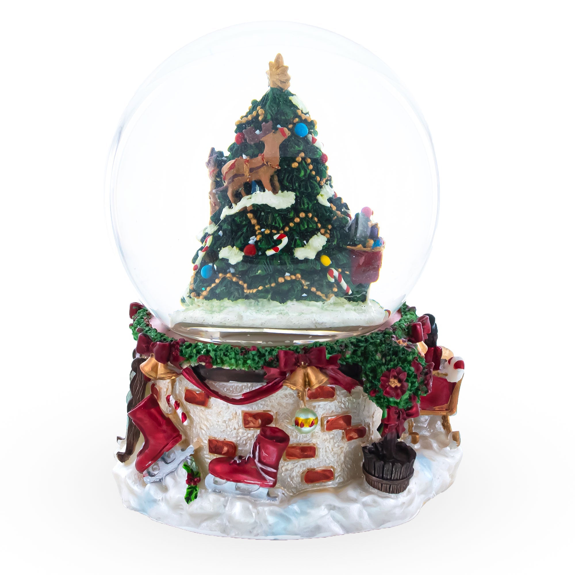 Santa's, Snowman and Canine Companions Musical Water Snow Globe