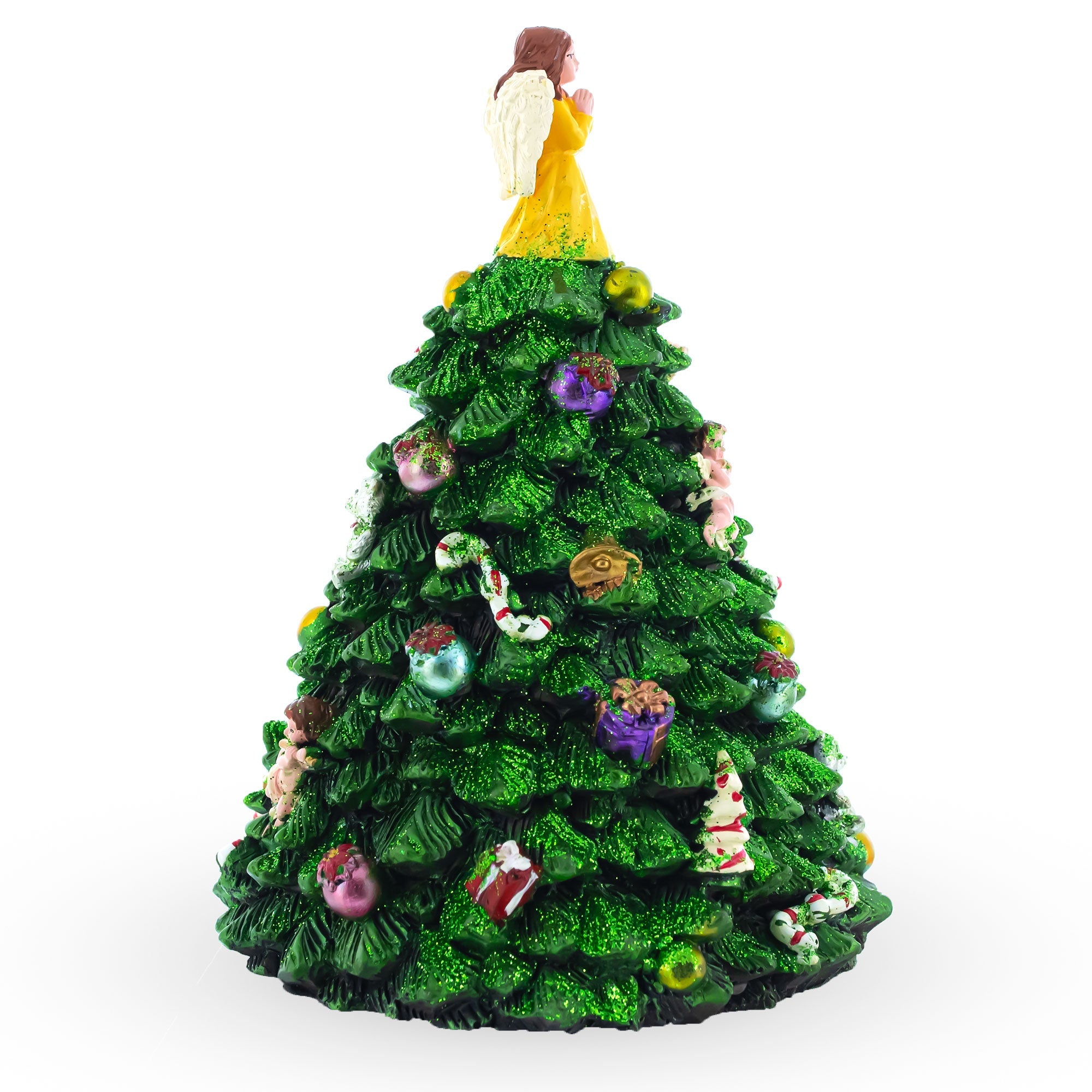 Wind-up Spinning Musical Christmas Tree with Angel Topper