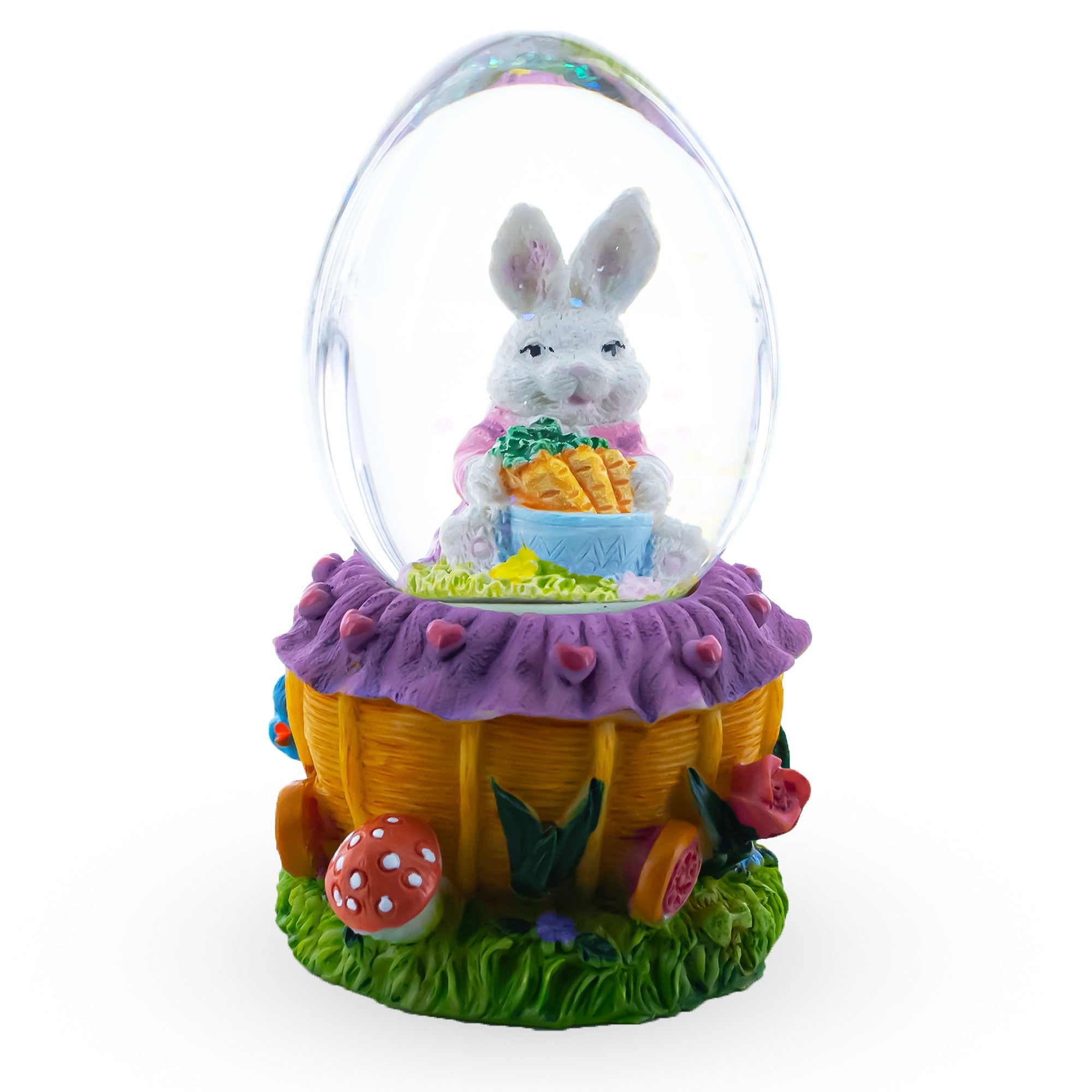 Bunny and Carrots Basket Water Globe