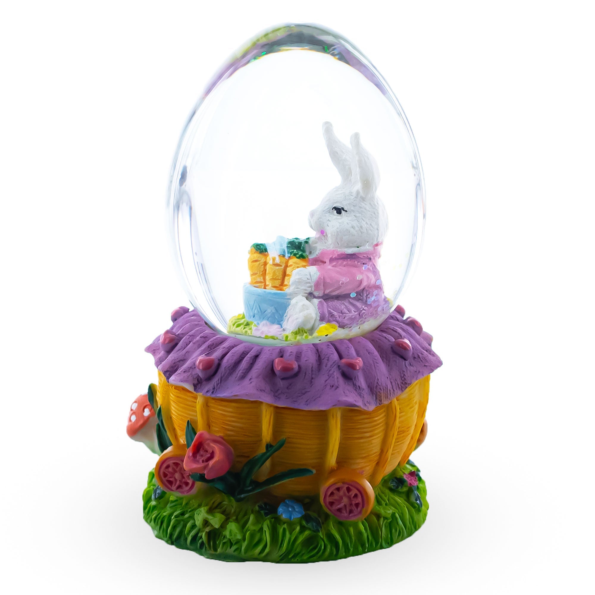 Bunny and Carrots Basket Water Globe