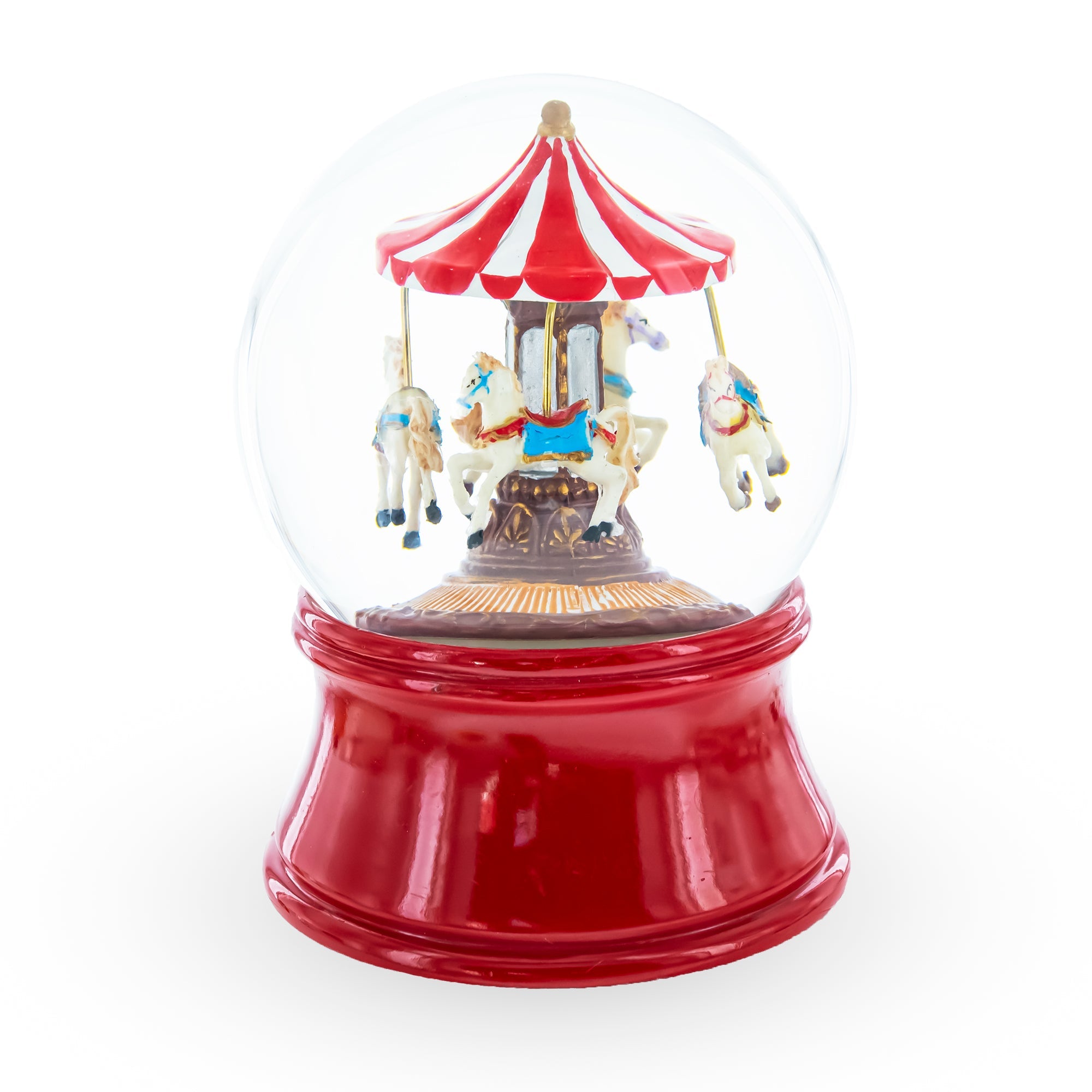 Whirling Carousel Wind-up Spinning Horses Musical Water Globe