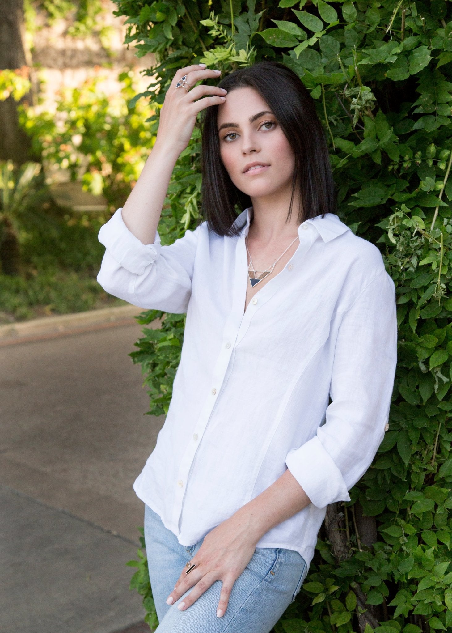 Point Made Wood and Onyx Sterling Silver Necklace Barse Jewelry