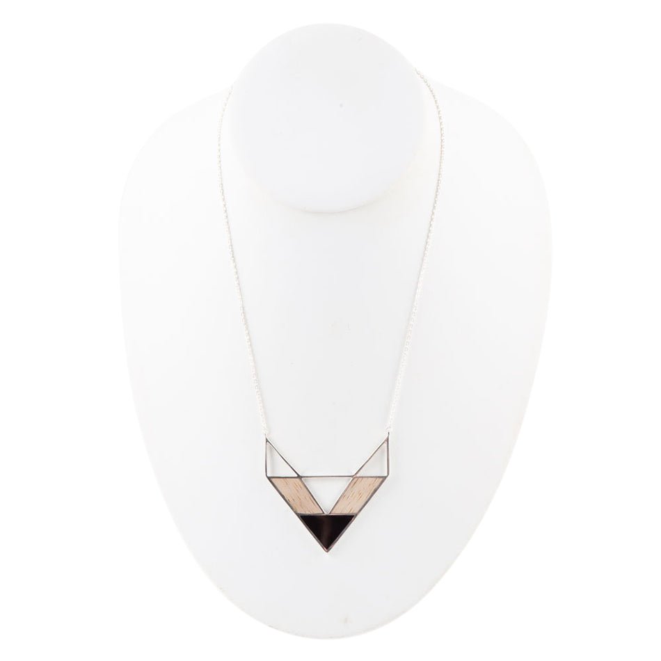 Point Made Wood and Onyx Sterling Silver Necklace Barse Jewelry