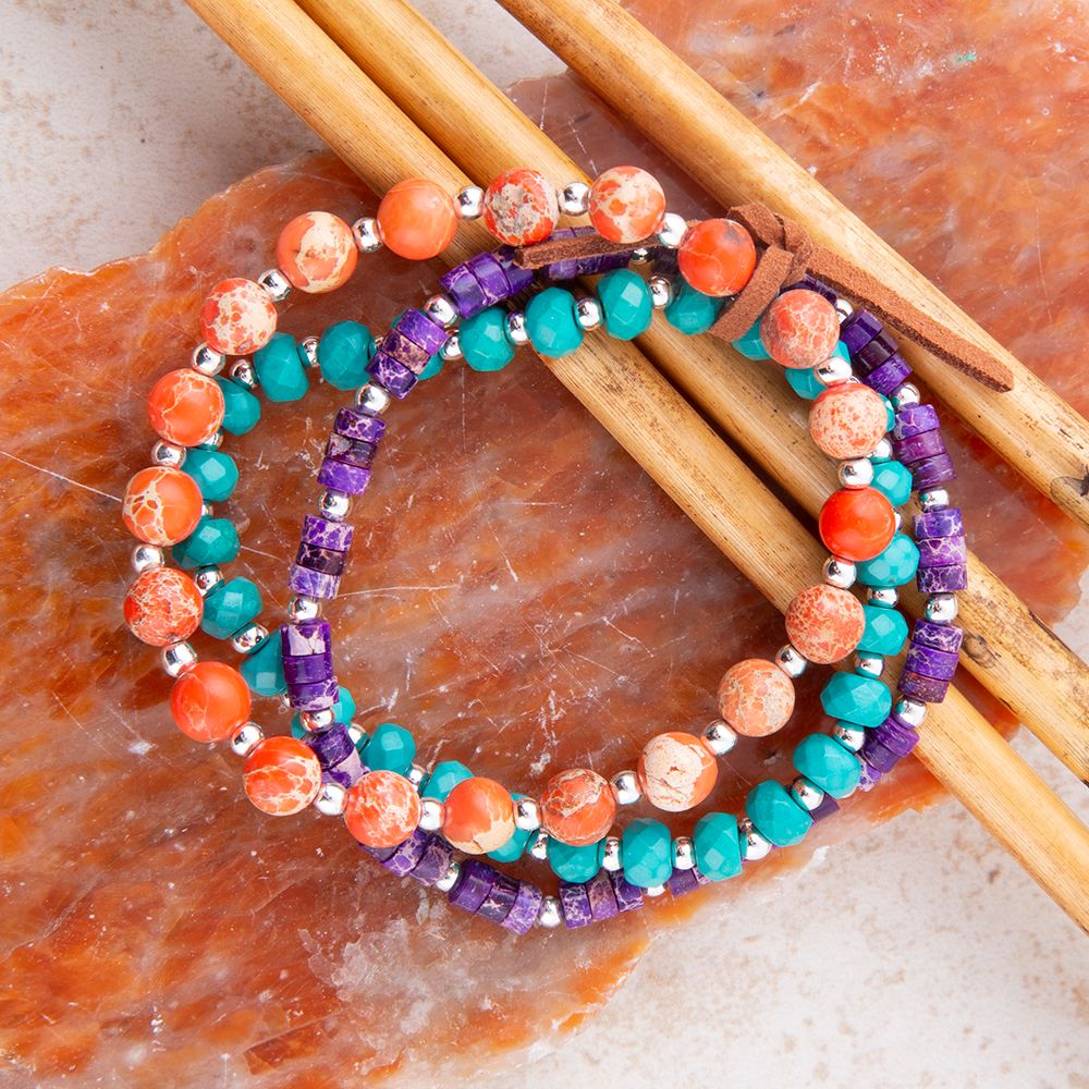 Prescott Blue Magnesite Purple and Orange Bracelet Set Barse Jewelry