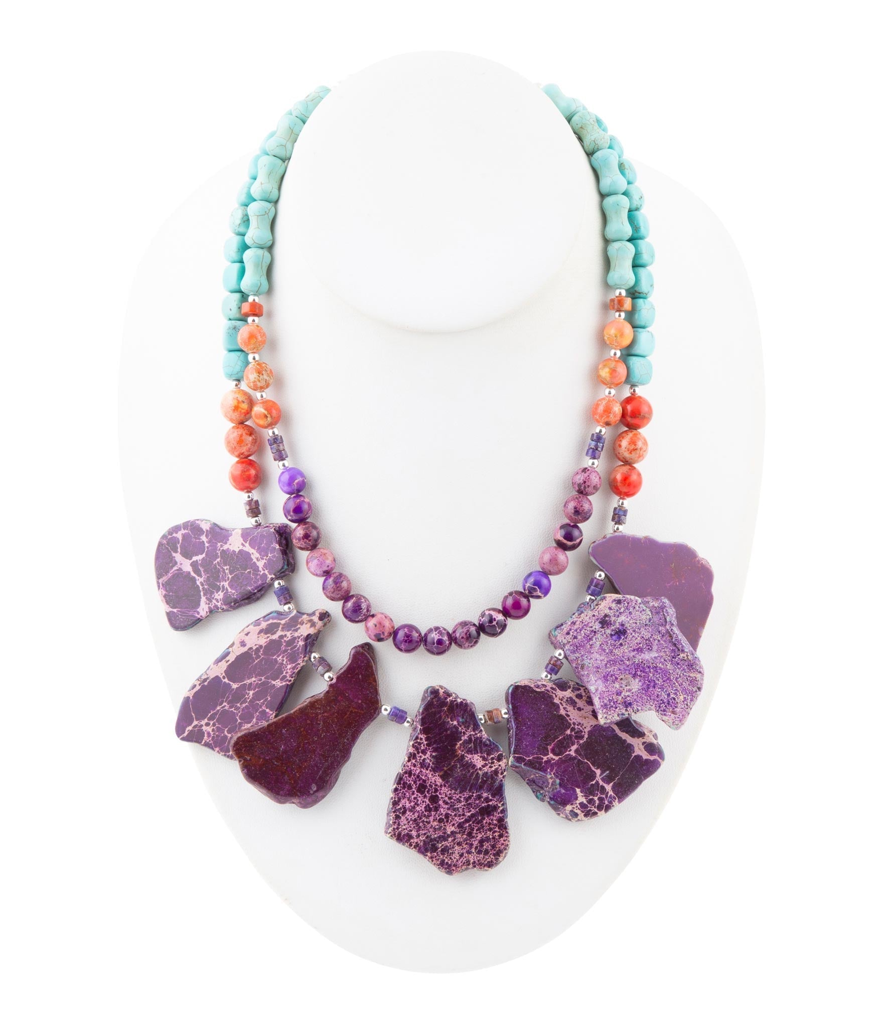 Prescott Blue Magnesite Purple and Orange Statement Necklace Barse Jewelry