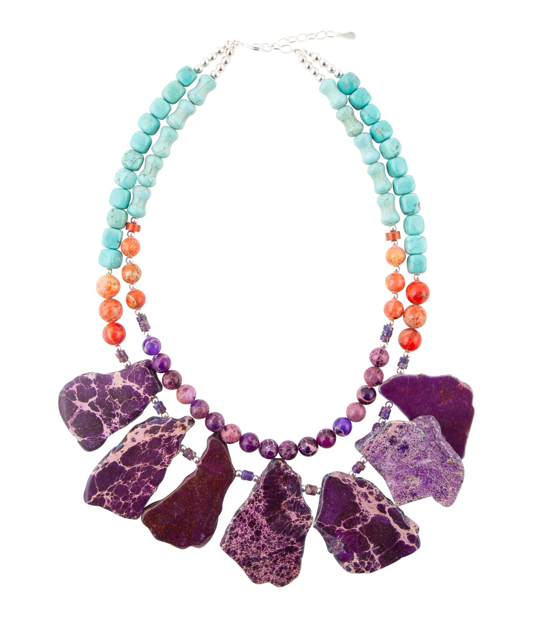 Prescott Blue Magnesite Purple and Orange Statement Necklace Barse Jewelry
