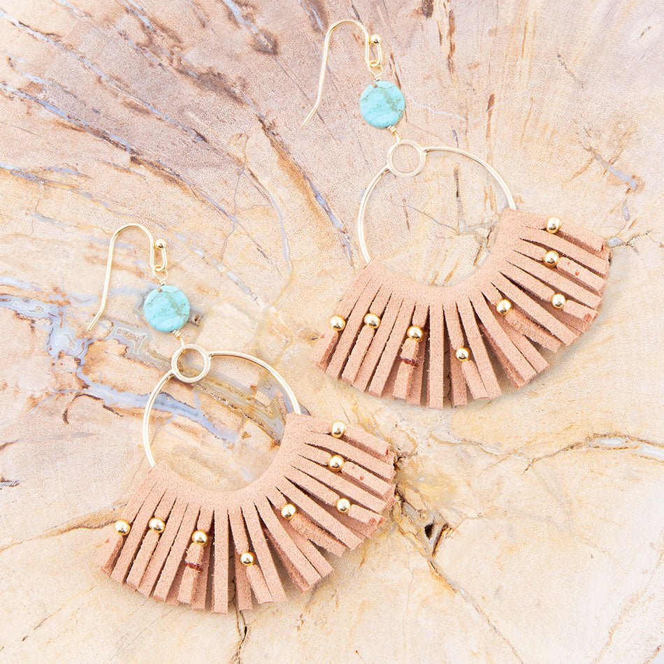 Pueblo Blue Magnesite Golden Fringe Earrings Barse Jewelry