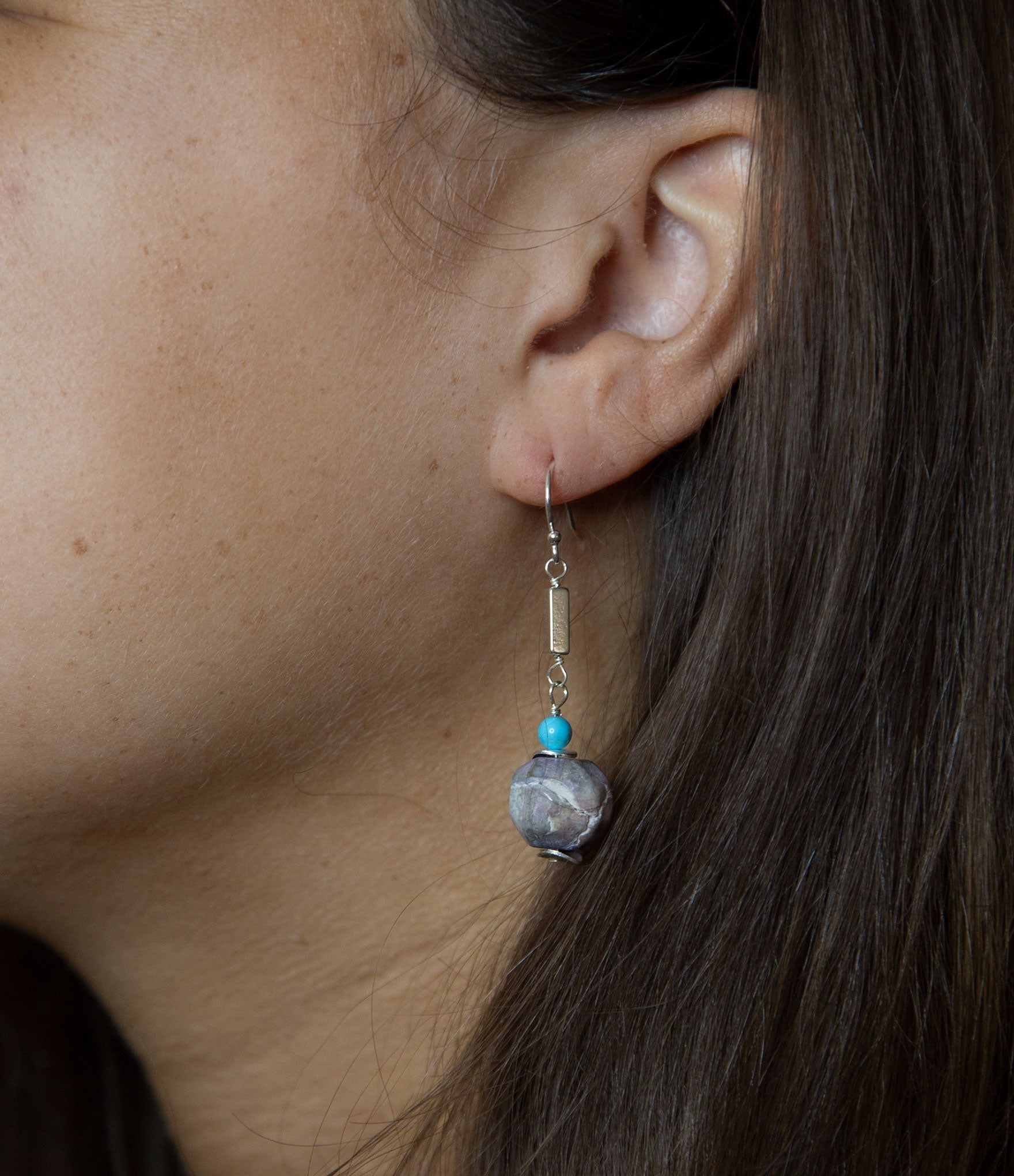 Purple Agate Chucky Sterling Silver Drop Earrings Barse Jewelry