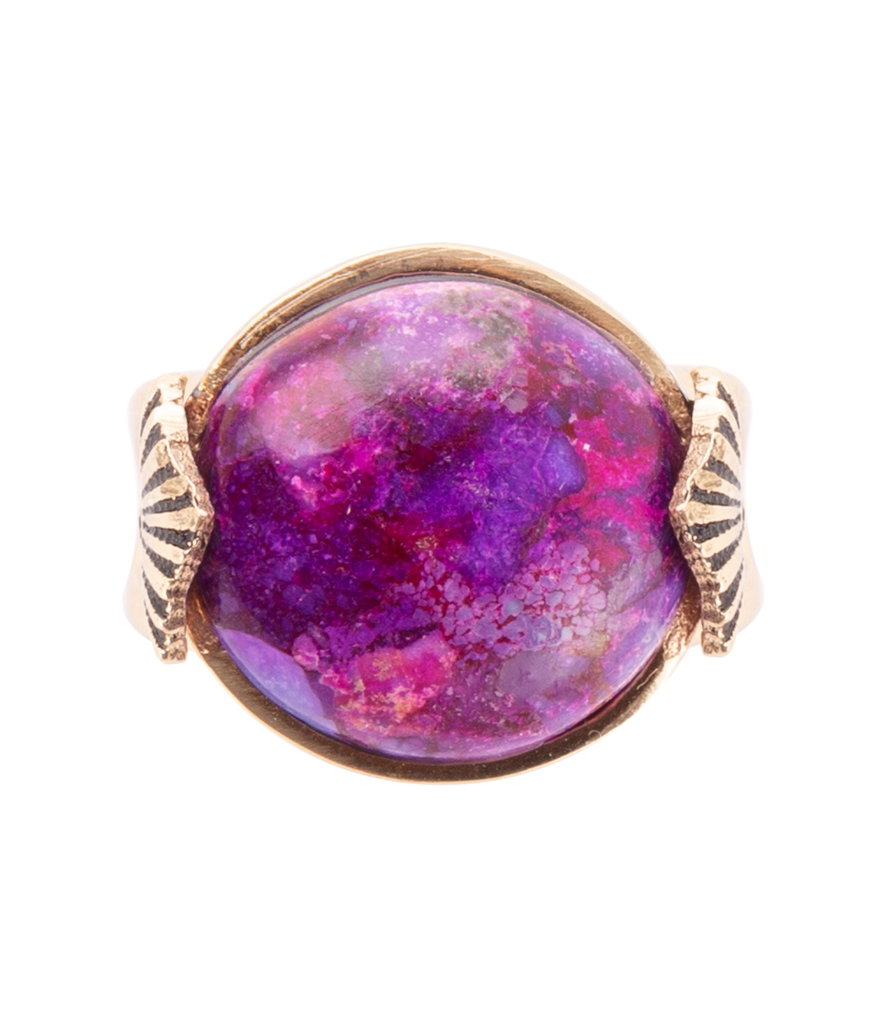 Purple Turquoise Golden Statement Ring Barse Jewelry