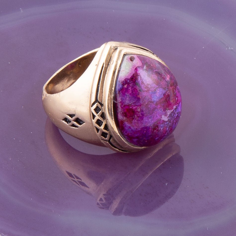 Purple Turquoise Golden Teardrop Ring Barse Jewelry
