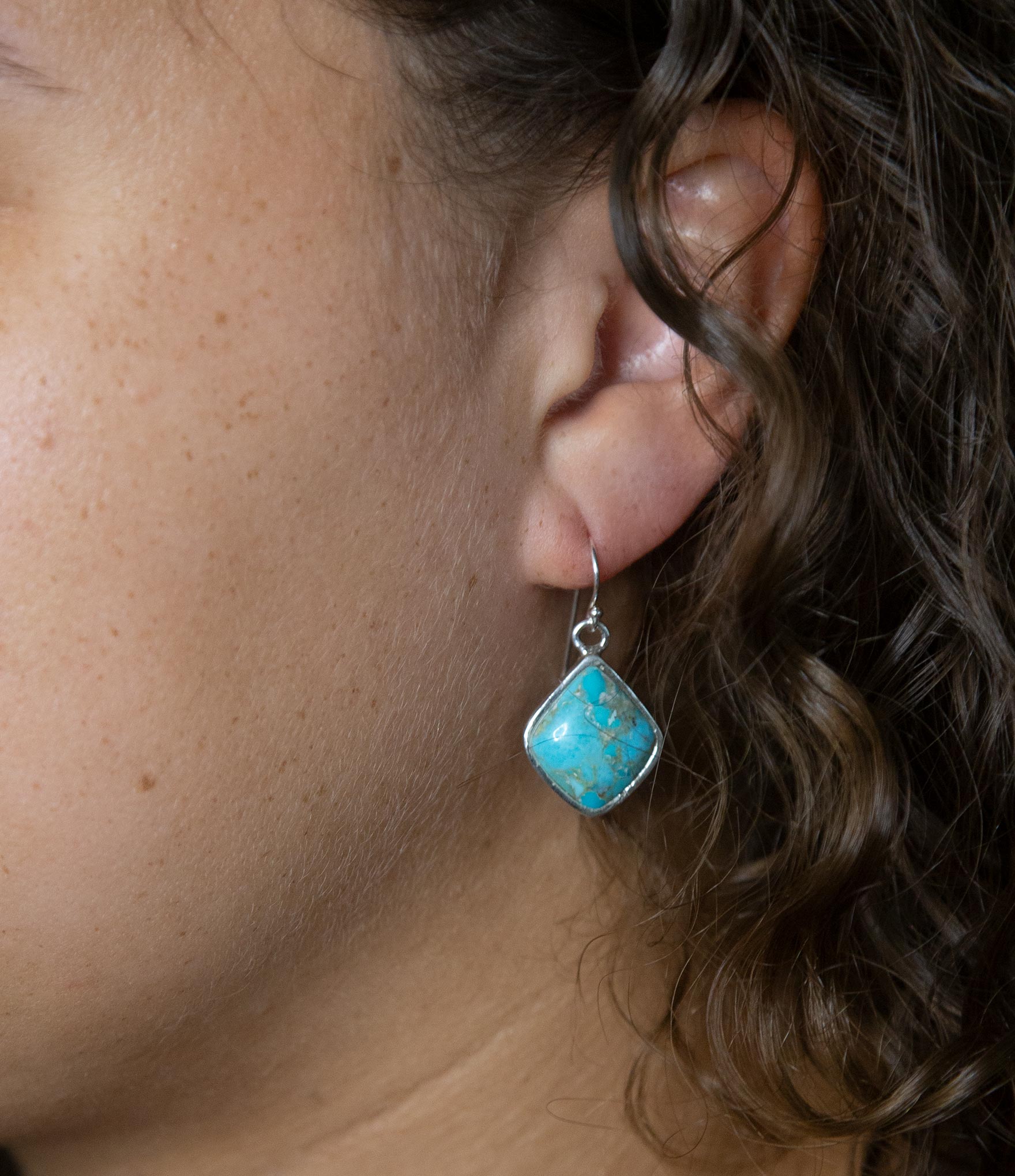 Puzzled Blue Turquoise Sterling Silver Earrings Barse Jewelry