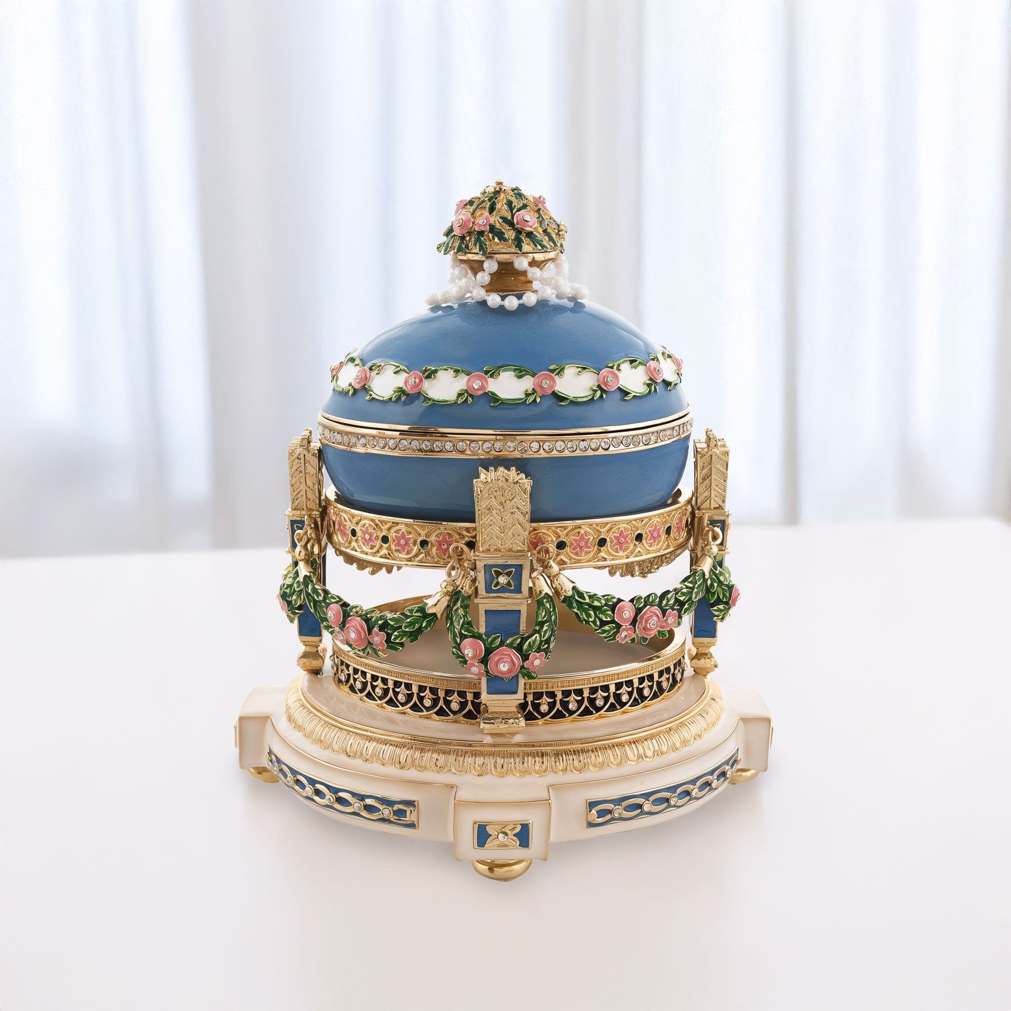 1907 Love Trophies Egg (Cradle with Garlands) Musical Royal Easter Egg BestPysanky