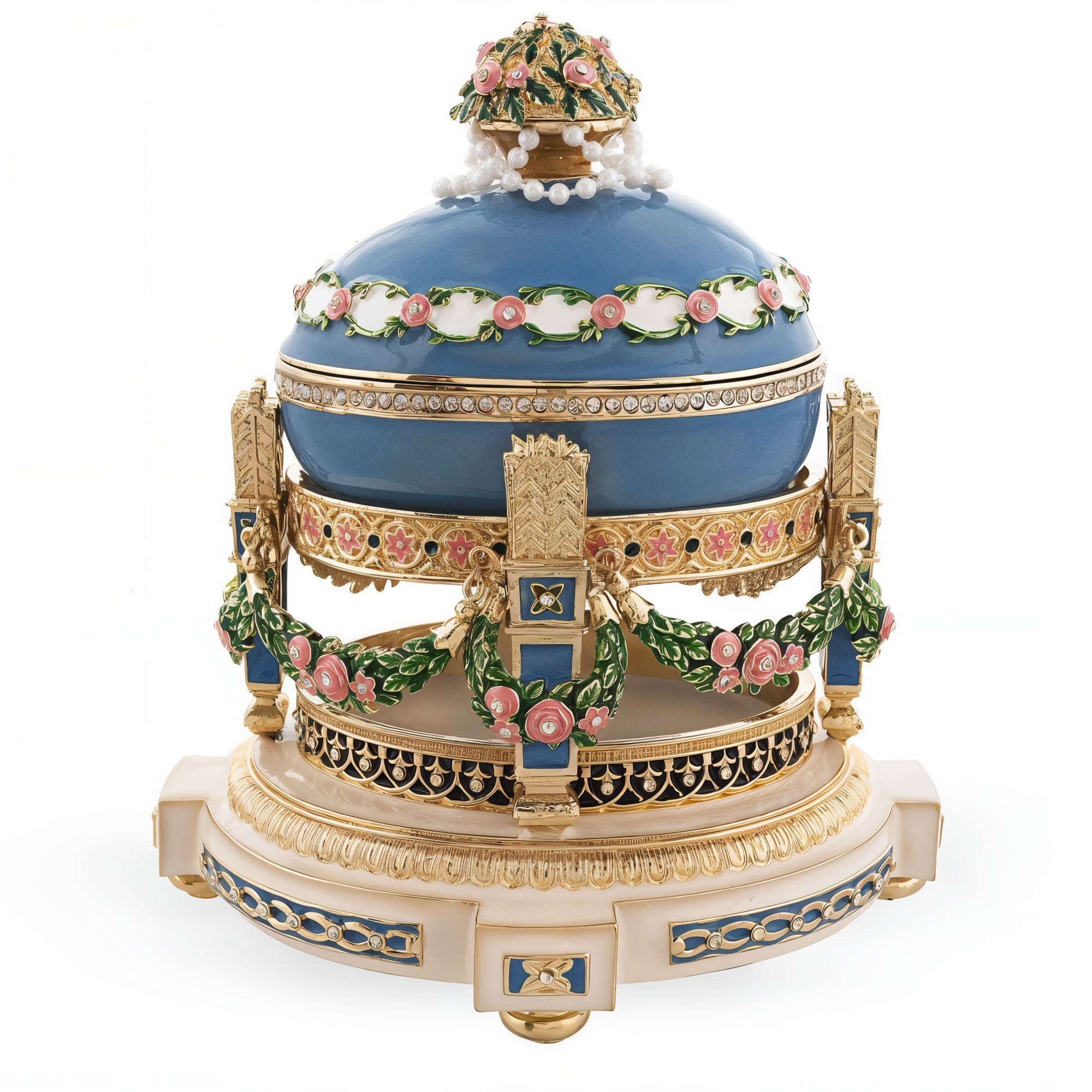 1907 Love Trophies Egg (Cradle with Garlands) Musical Royal Easter Egg BestPysanky