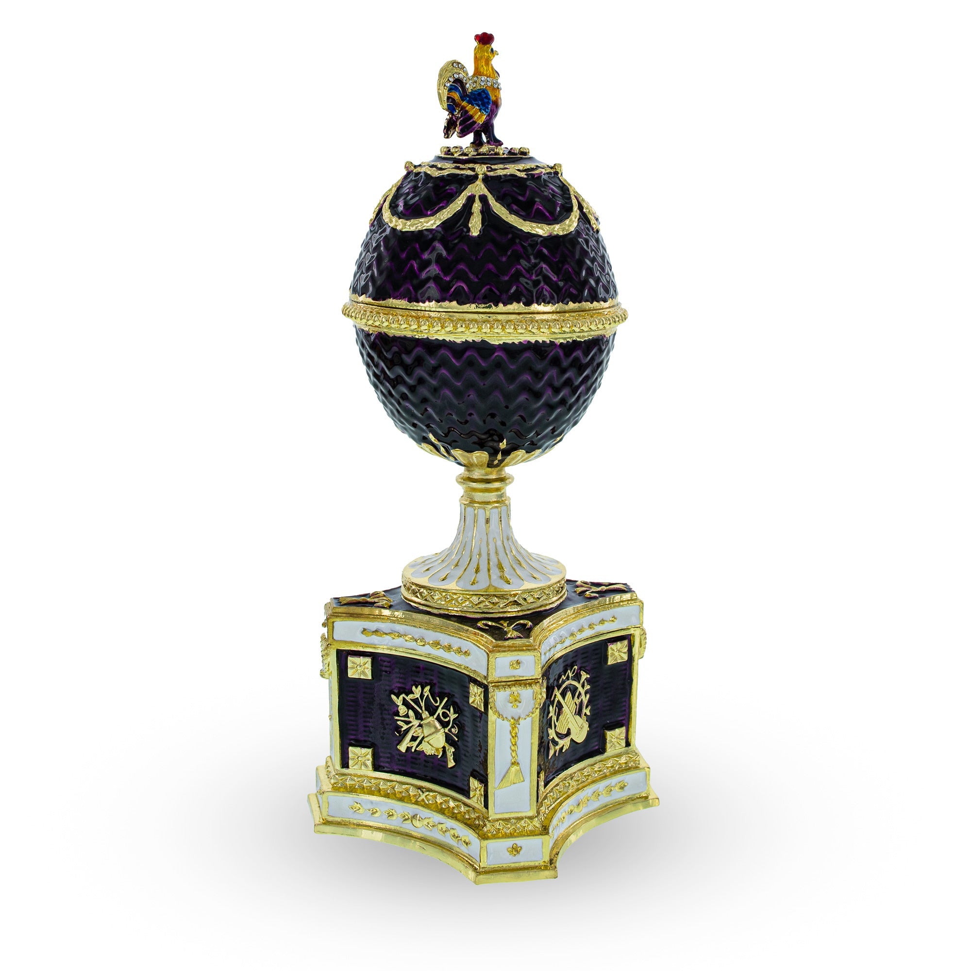 1904 Kelch Chanticleer Royal Imperial Musical Easter Egg in Purple Enamel BestPysanky