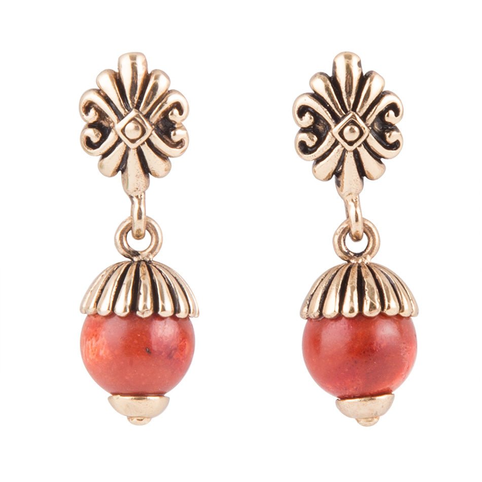 Raja Orange Sponge Coral Drop Earring Barse Jewelry