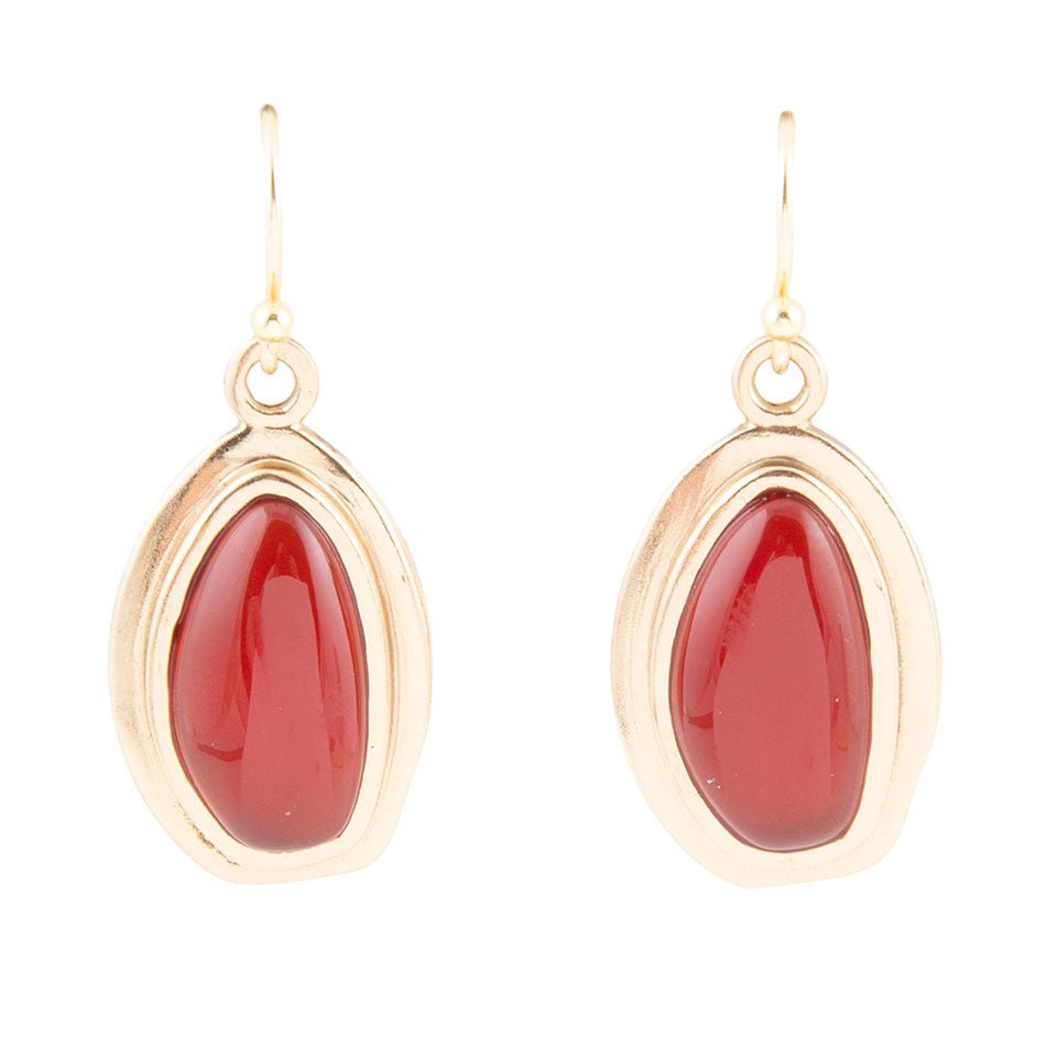 Orange Carnelian Golden Drop Earrings Barse Jewelry