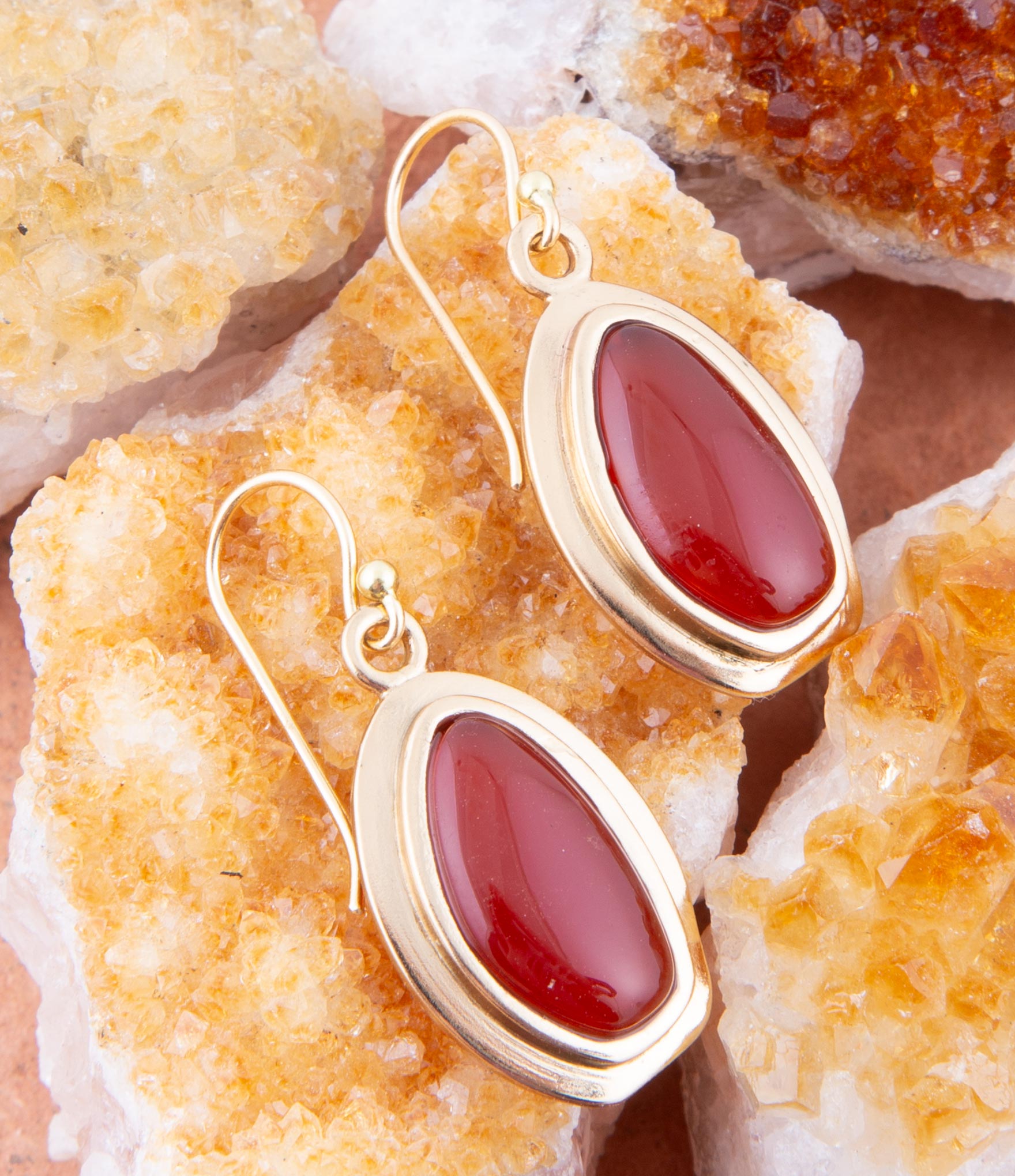 Orange Carnelian Golden Drop Earrings Barse Jewelry