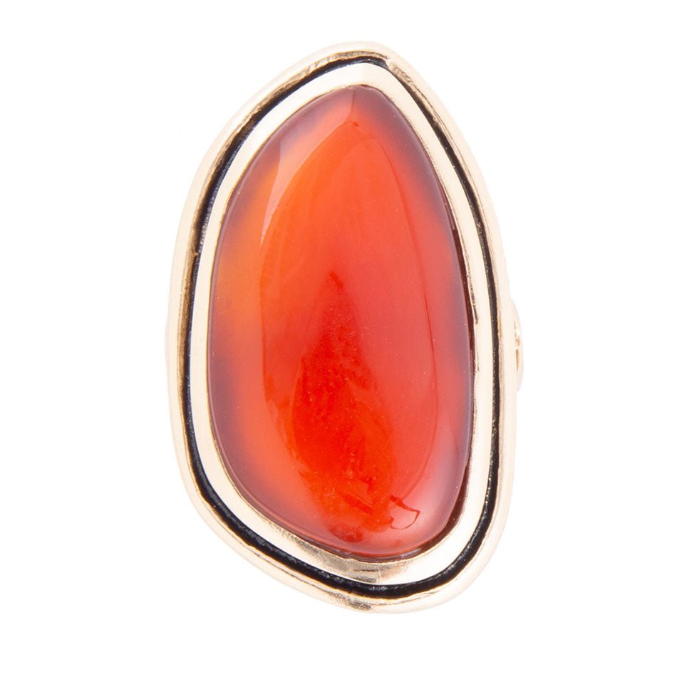 Orange Carnelian Golden Statement Ring Barse Jewelry