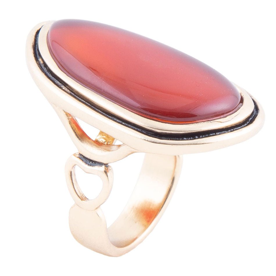 Orange Carnelian Golden Statement Ring Barse Jewelry