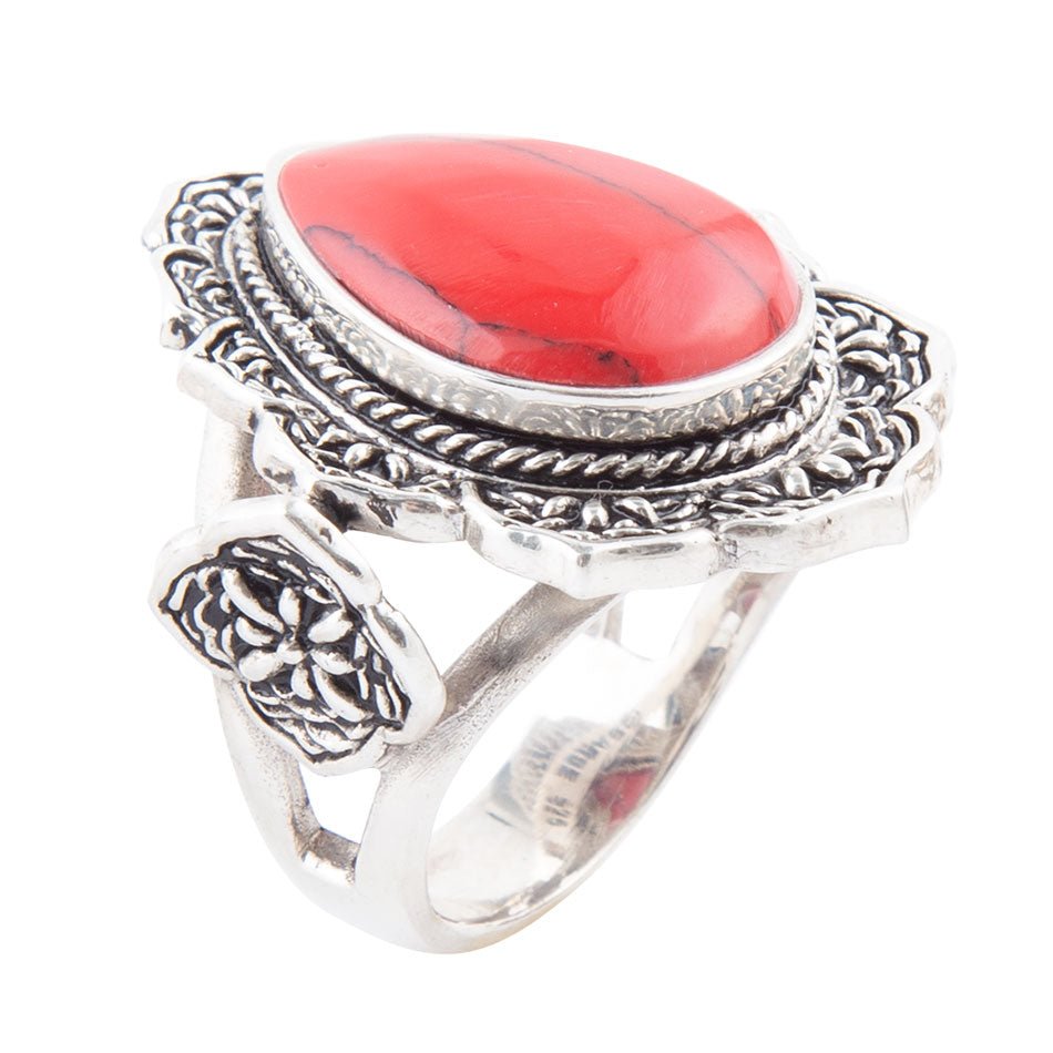 Red Siren Howlite Sterling Ring Barse Jewelry
