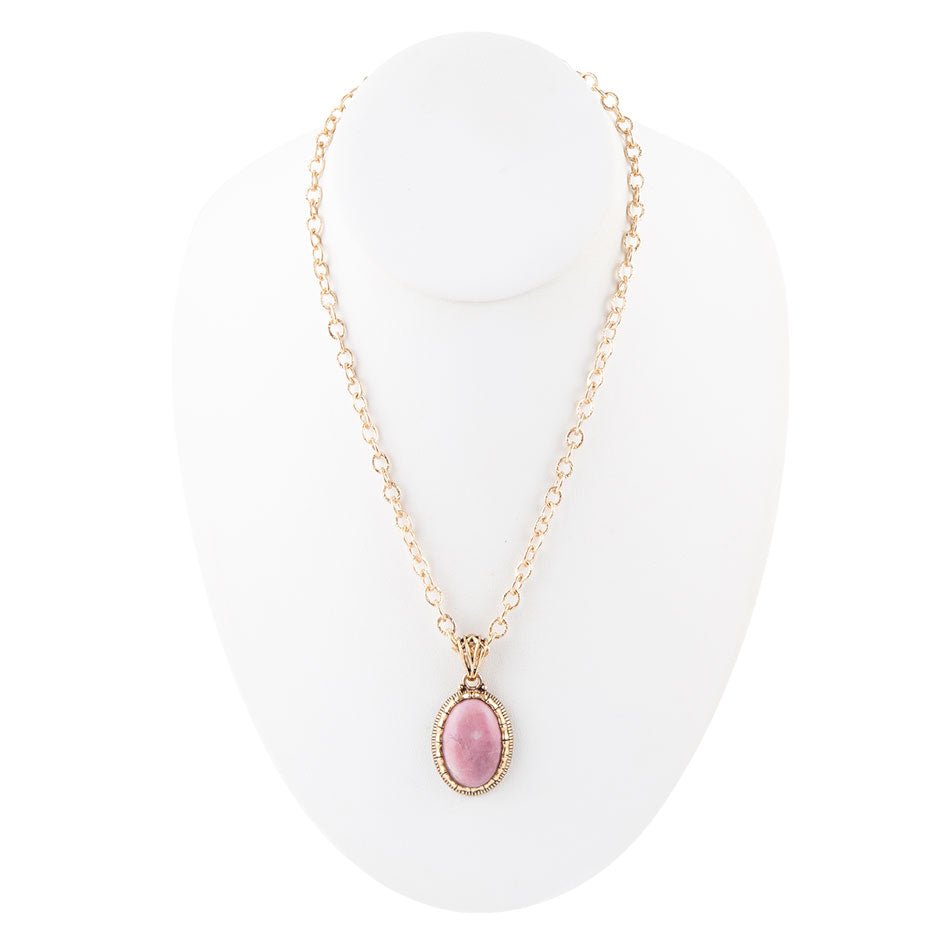 Rhodonite and Bronze Pendant Necklace Barse Jewelry