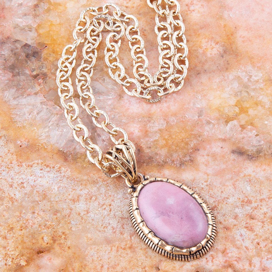 Rhodonite and Bronze Pendant Necklace Barse Jewelry