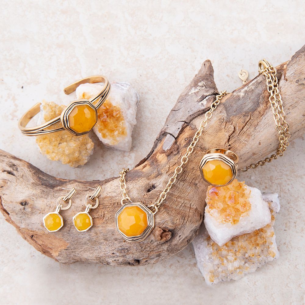 River Rocks Yellow Quartz and Golden Bronze Necklace Barse Jewelry