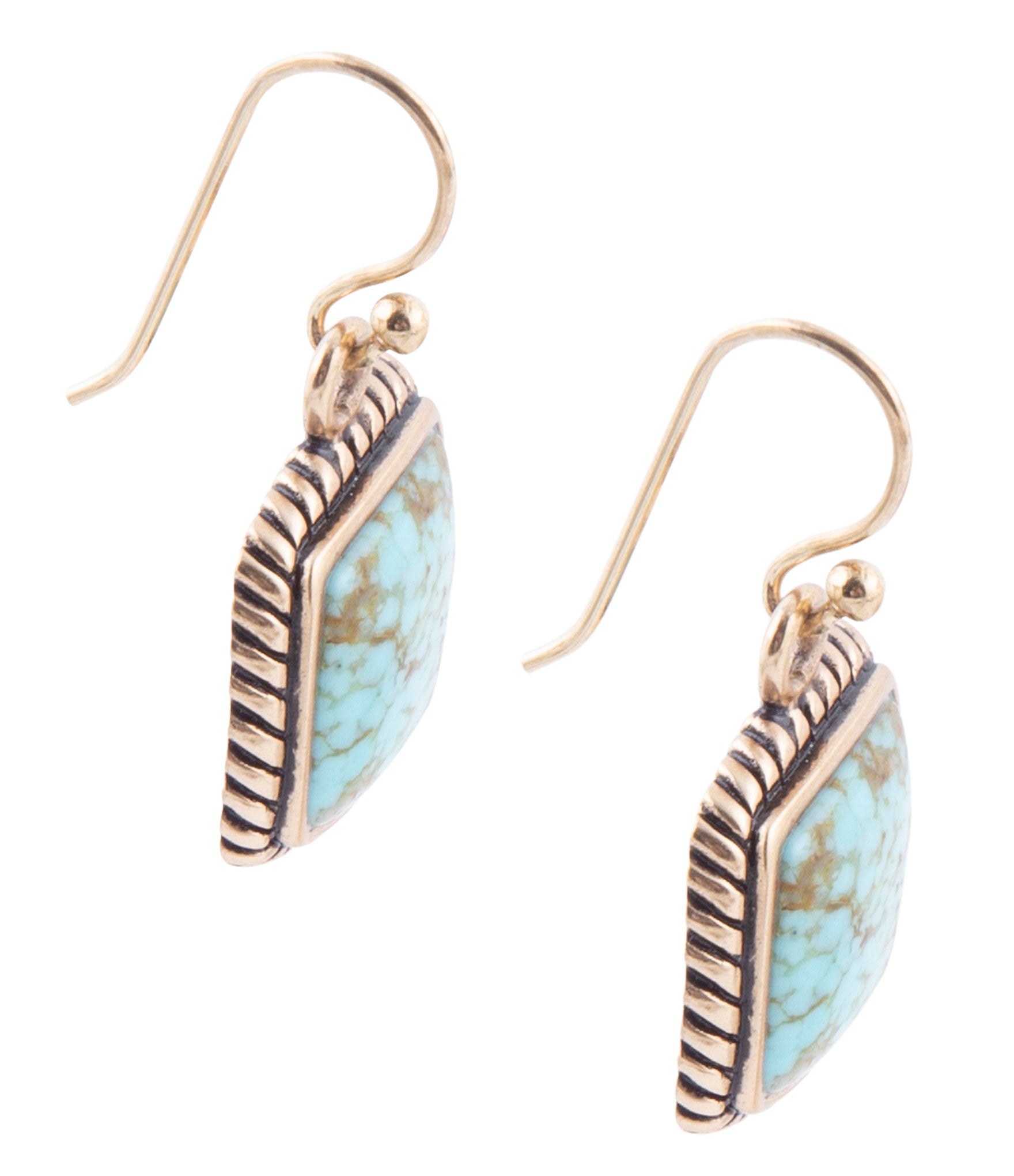 Roped Blue Turquoise Golden Dangle Earrings Barse Jewelry