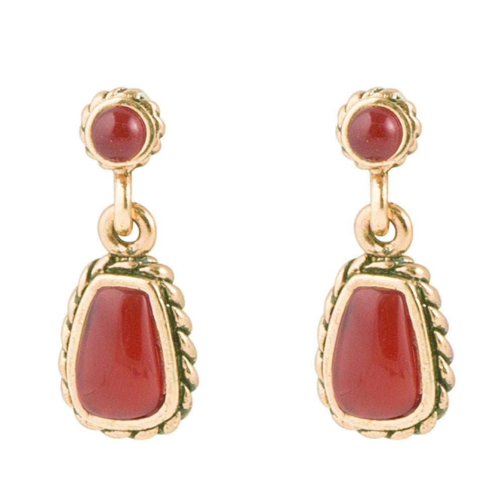Roped Orange Carnelian Golden Drop Earrings Barse Jewelry