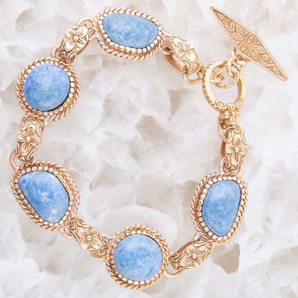 Roped Denim Blue Lapis Golden Link Bracelet Barse Jewelry