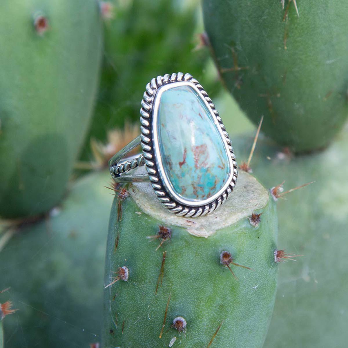 Roped Turquoise Ring - Sterling Silver Barse Jewelry
