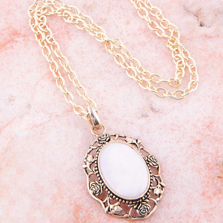 Rosie Pink Opal Pendant Necklace Barse Jewelry
