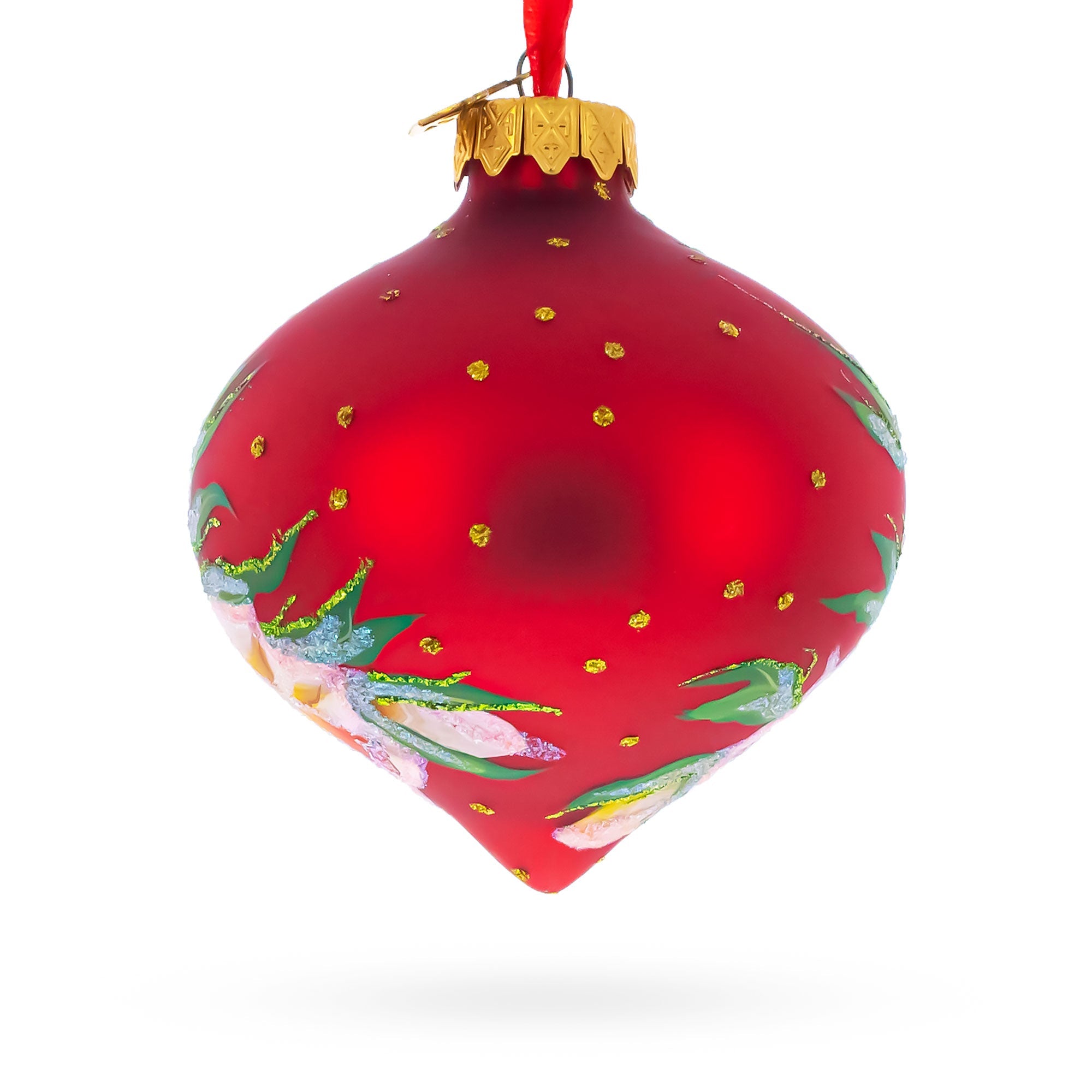 Narcissus Flowers Onion-Shape Finial Glass Christmas Ornament BestPysanky