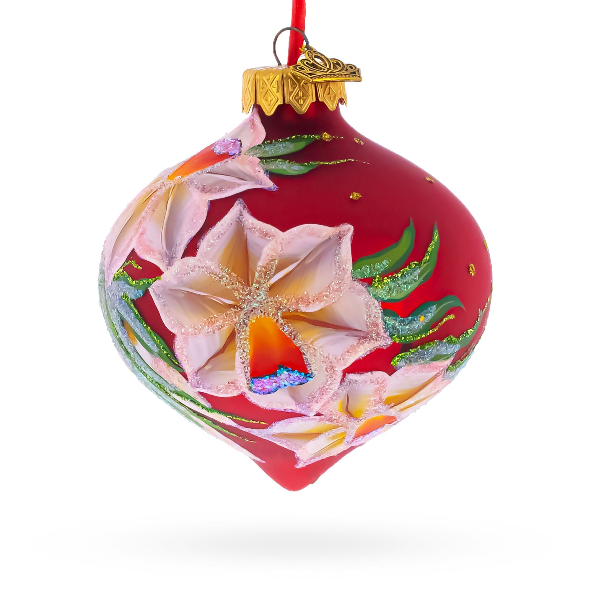 Narcissus Flowers Onion-Shape Finial Glass Christmas Ornament BestPysanky